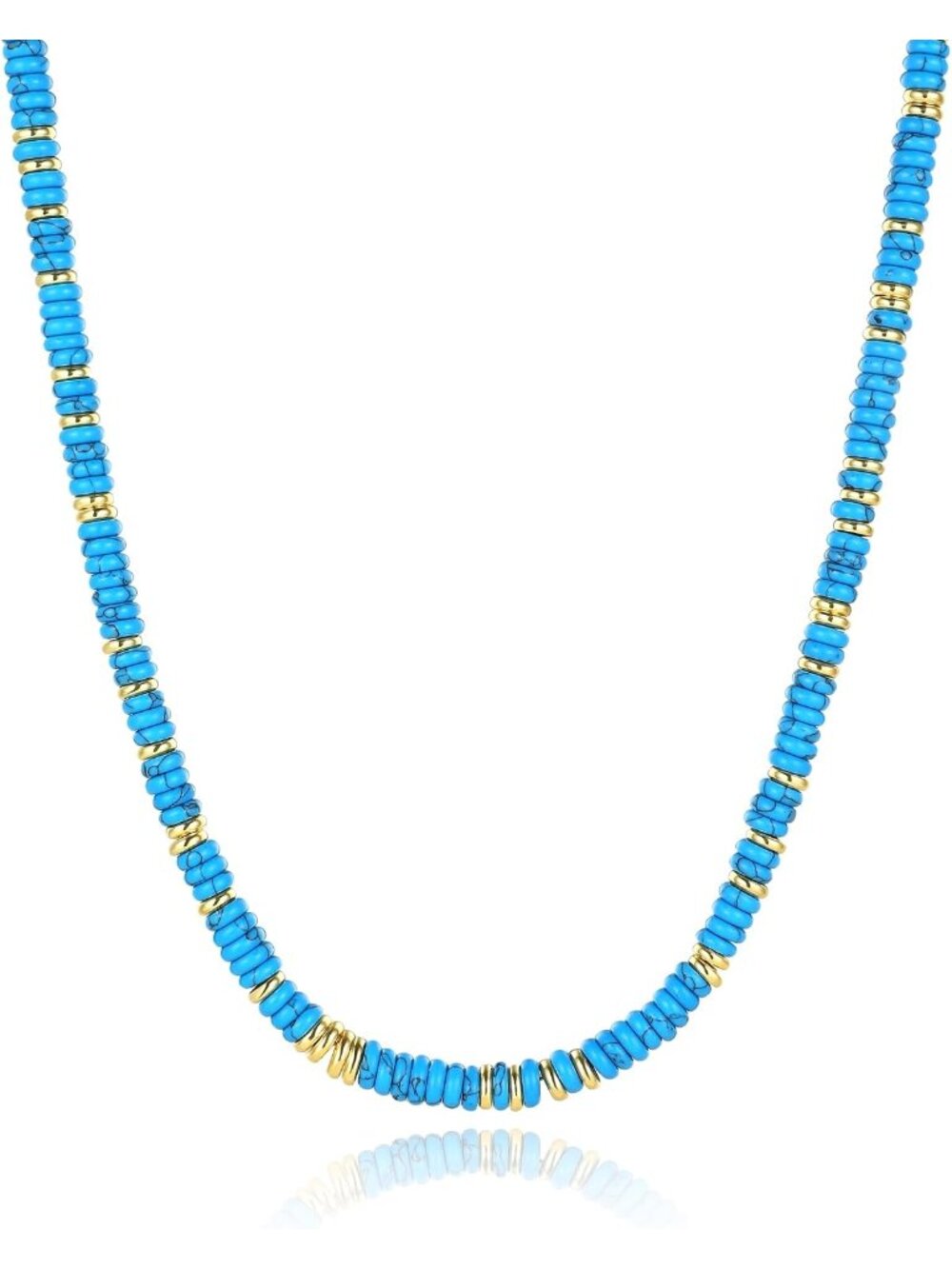 Women's Blue Beaded Gold Choker Necklace Boho Summer Beach Jewelry